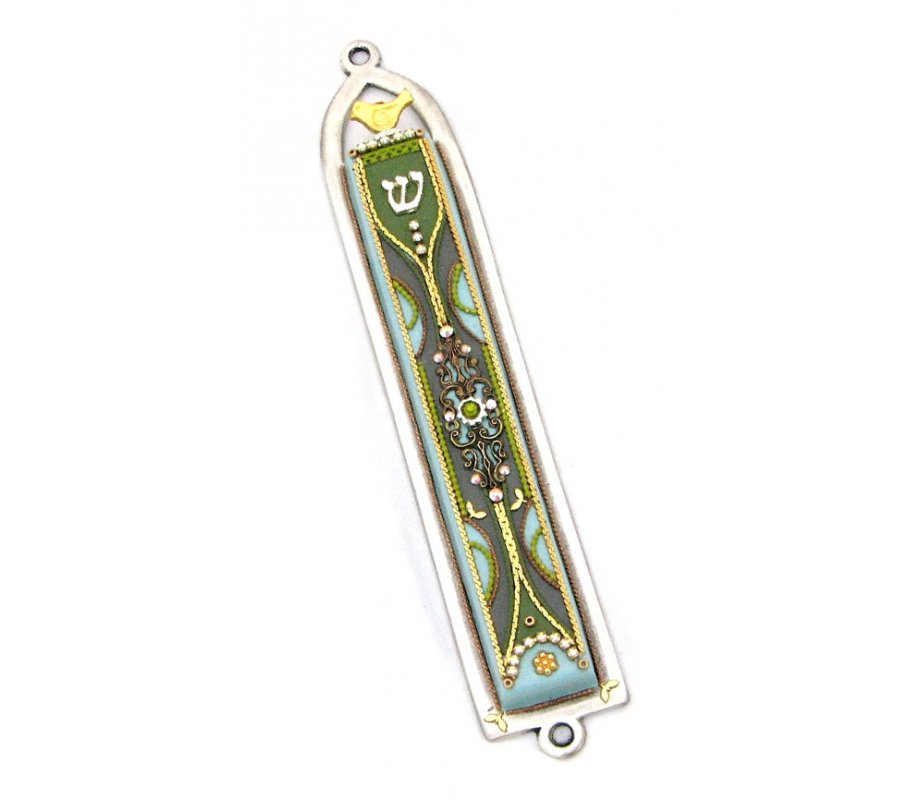 Oriental Green Mezuzah Case - Shahaf
