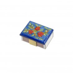 Painted Wood Matchbox Holder - Red Pomegranate by Yair Emanuel