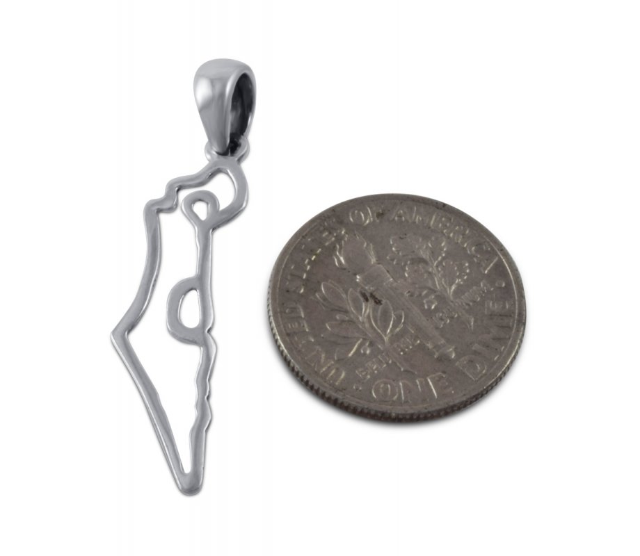 Pendant Necklace, 925 Sterling Silver - Land of Israel Outline
