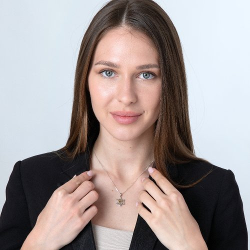 Pendant Necklace, Chai and Star of David - Gold Plate and Textured Sterling Silver