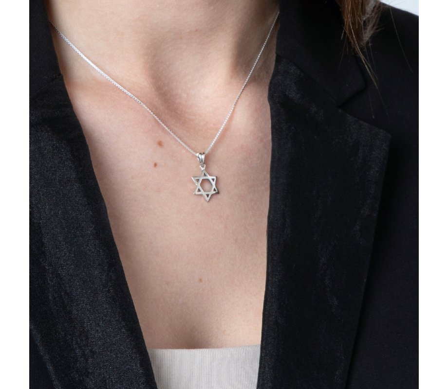 Pendant Necklace, Classic Smooth Star of David - Sterling Silver