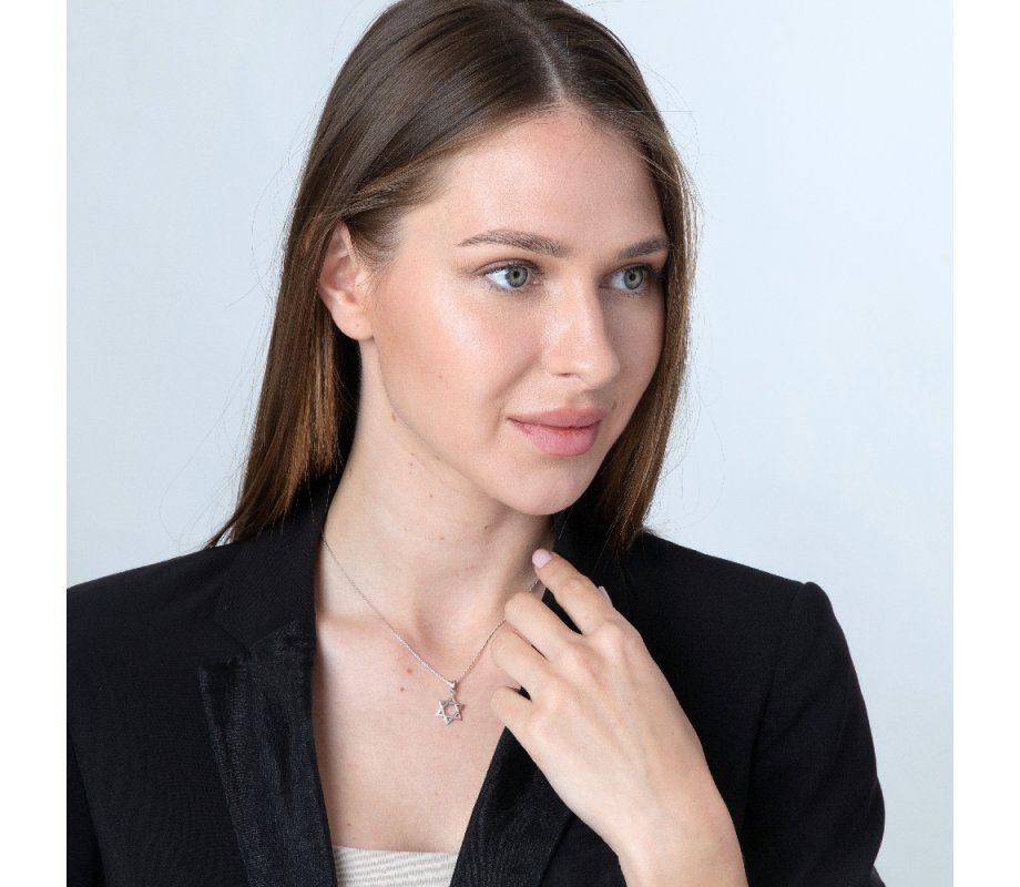 Pendant Necklace, Classic Smooth Star of David - Sterling Silver