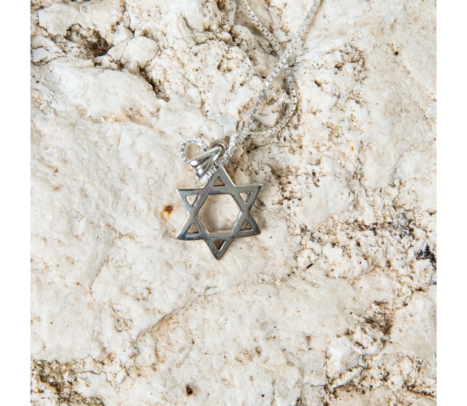 Pendant Necklace, Classic Smooth Star of David - Sterling Silver