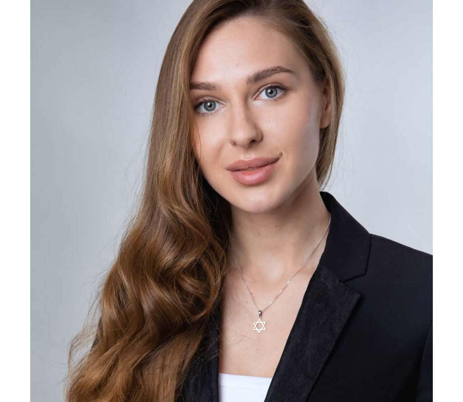 Pendant Necklace with Stars of David - Sterling Silver and Gold Plate