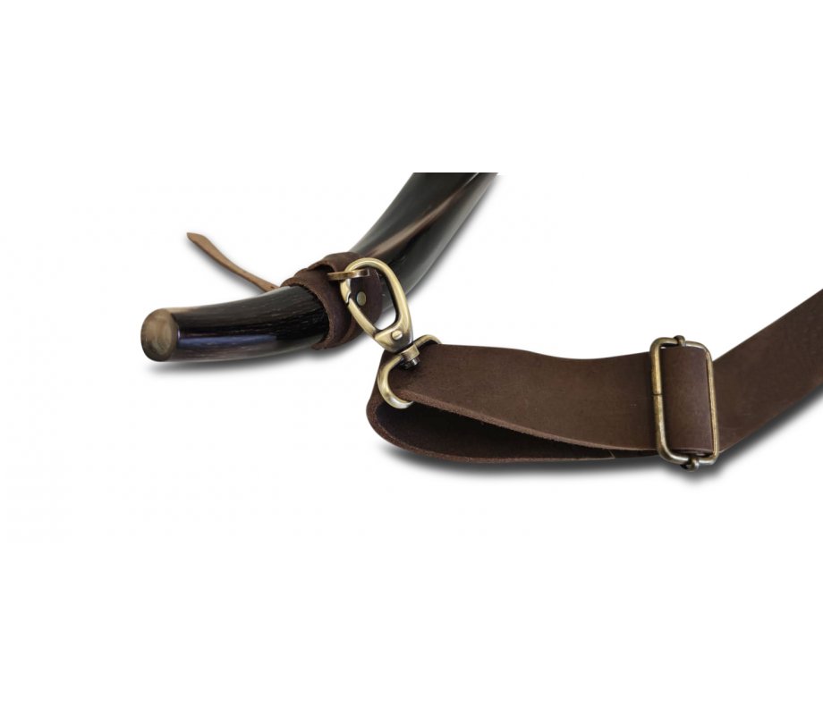 Personalized Leather Shoulder Sling with Custom Name for Carrying Kudu Horn Yemenite Shofar