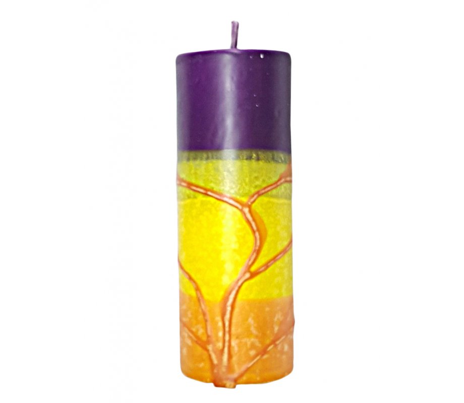 Pillar Havdalah Candle, Handmade, Purple, Yellow and More