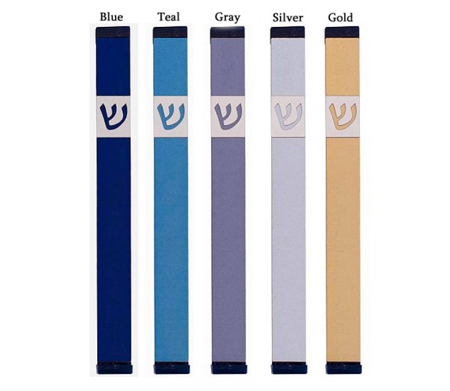 Pillar Mezuzah Case with Angular Shin in Light Colors at 5 Inches Height - Agayof