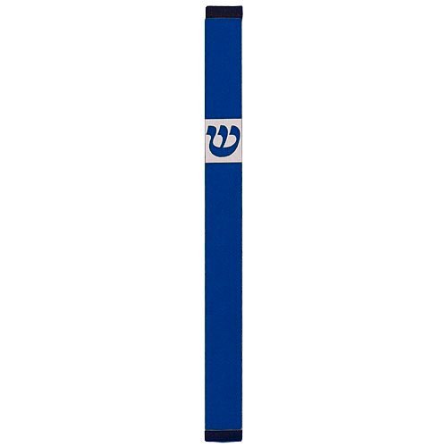 Pillar Mezuzah Case with Curving Shin, Dark Colors at 7 Inches Height - Agayof