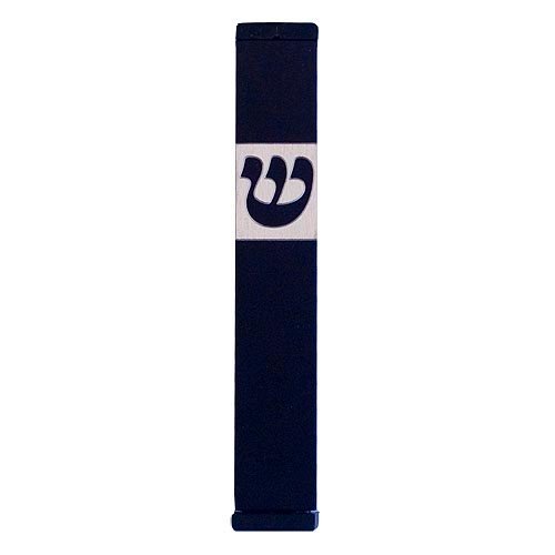 Pillar Mezuzah Case with Curving Shin in Dark Colors at 4 Inches Height - Agayof