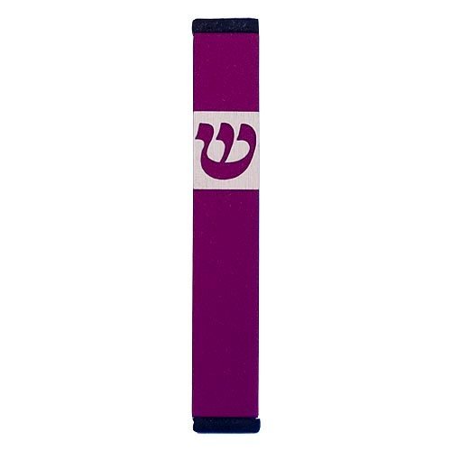 Pillar Mezuzah Case with Curving Shin in Dark Colors at 4 Inches Height - Agayof