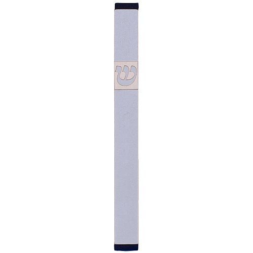 Pillar Mezuzah Case with Curving Shin in Light Colors, 6 Inches Height - Agayof