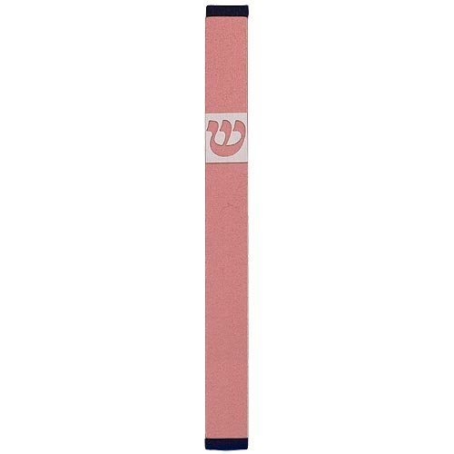 Pillar Mezuzah Case with Curving Shin in Light Colors, 6 Inches Height - Agayof