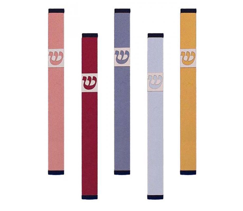 Pillar Mezuzah Case with Curving Shin in Light Colors, 6 Inches Height - Agayof