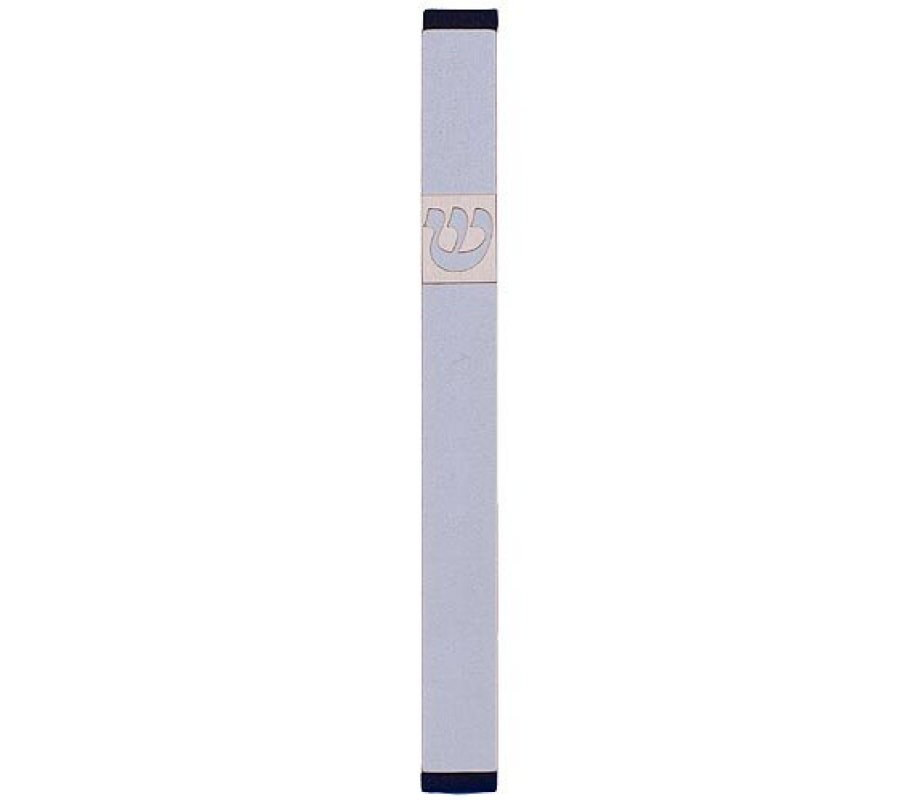 Pillar Mezuzah Case with Curving Shin in Light Colors, 6 Inches Height - Agayof