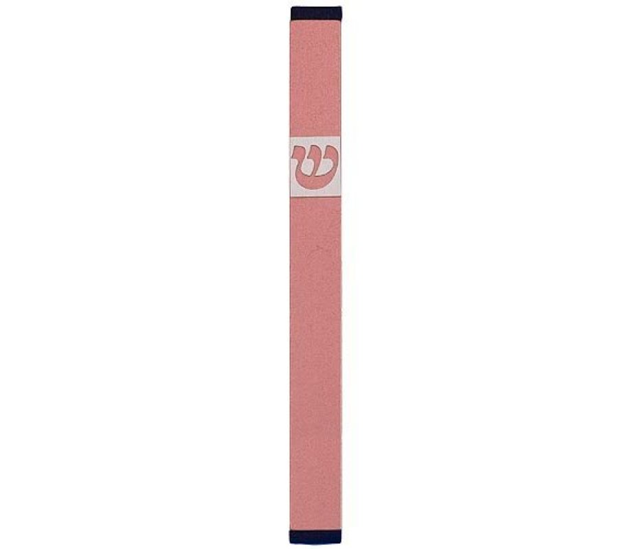Pillar Mezuzah Case with Curving Shin in Light Colors, 6 Inches Height - Agayof