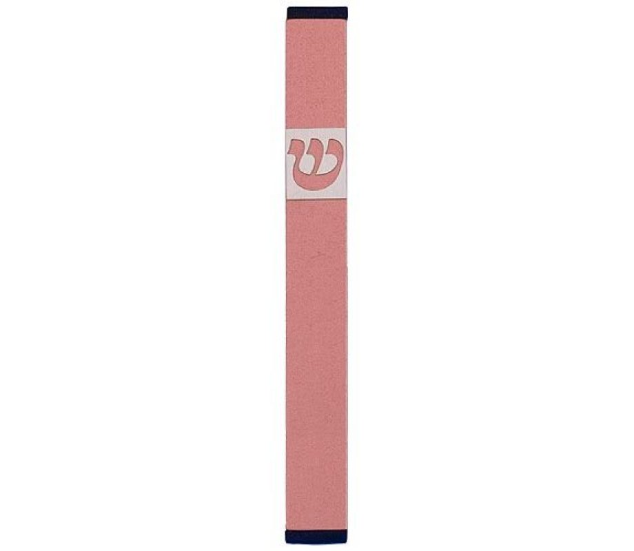 Pillar Mezuzah Case with Curving Shin in Light Colors at 5 Inches Height - Agayof