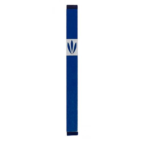 Pillar Mezuzah Case with Shin of Leaves, Dark Colors at 5 Inches Height - Agayof