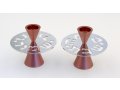 Pink Contemporary Candlesticks, Shabbat Shalom Disc - Avner Agayof