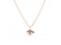 Plated Rose Gold on Sterling Silver Necklace, Blue and White Zircons - Evil Eye Charm