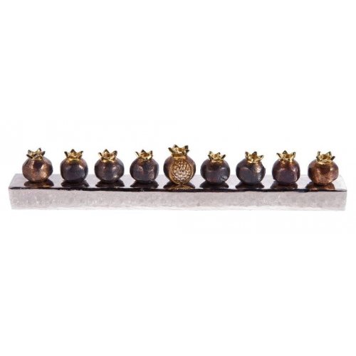 Pomegranate Anodized Aluminum Chanukah Menorah, Copper Tone - Yair Emanuel