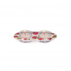Pomegranate Design Glass and Metal Candle Holders for Tea Lights - Yair Emanuel