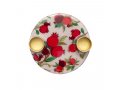Pomegranate Design Small Metal Candle Holders on Attached Tray - Yair Emanuel