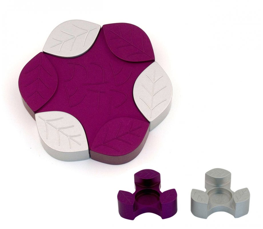 Purple Anodized Aluminum Travel Candle Holders, Leaf Collection - Avner Agayof