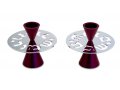 Purple Contemporary Candlesticks, Shabbat Shalom Disc - Avner Agayof