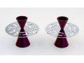 Purple Contemporary Candlesticks, Shabbat Shalom Disc - Avner Agayof