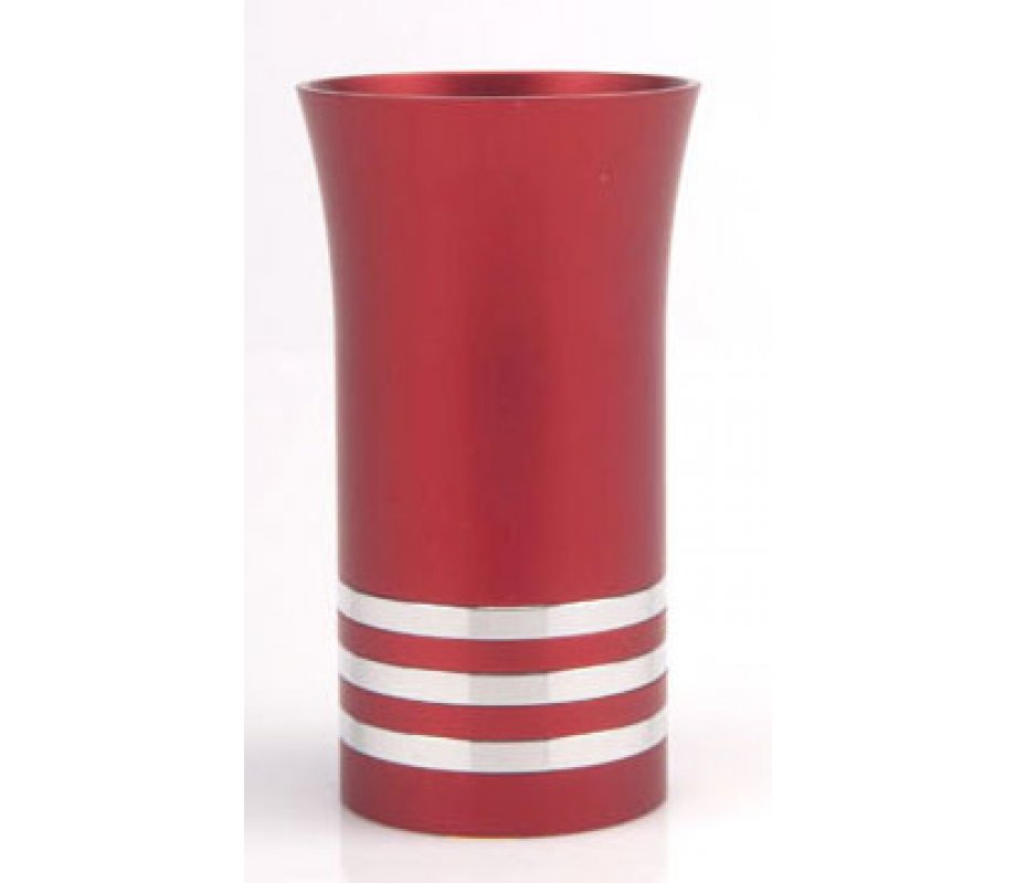 Red - Silver Kiddush Cup by Agayof