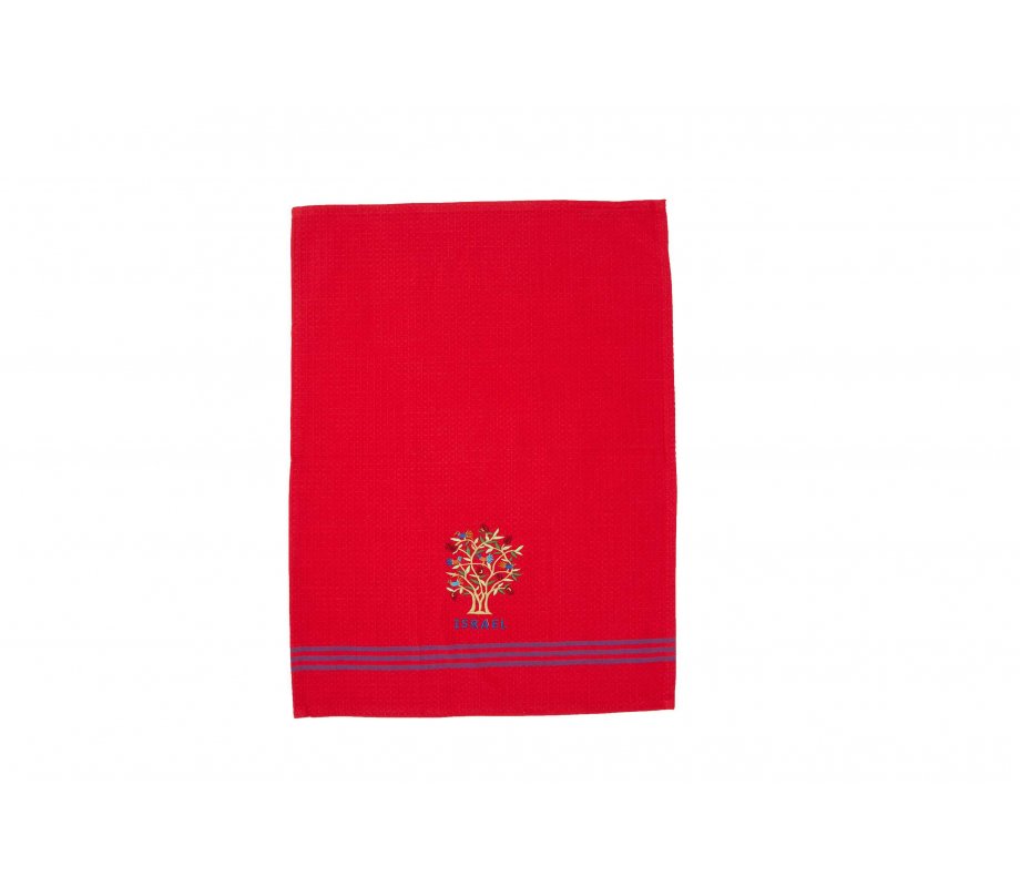 Red Dish Towel with Pomegranate Tree - Yair Emanuel