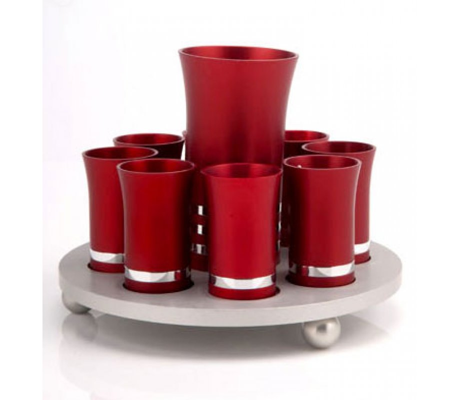 Red Kiddush Cup Set by Agayof