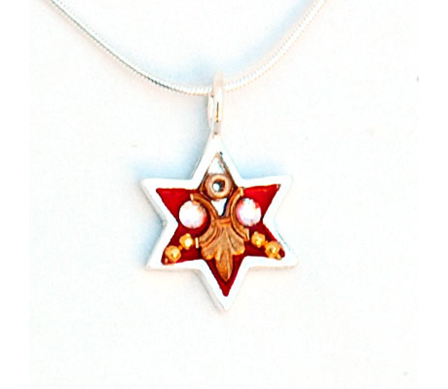 Red Star of David Necklace by Ester Shahaf