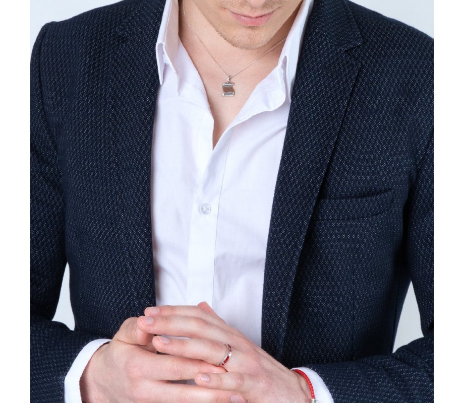 Ring in Sterling Silver with Shema Yisrael on Red Enamel Band – English and Hebrew