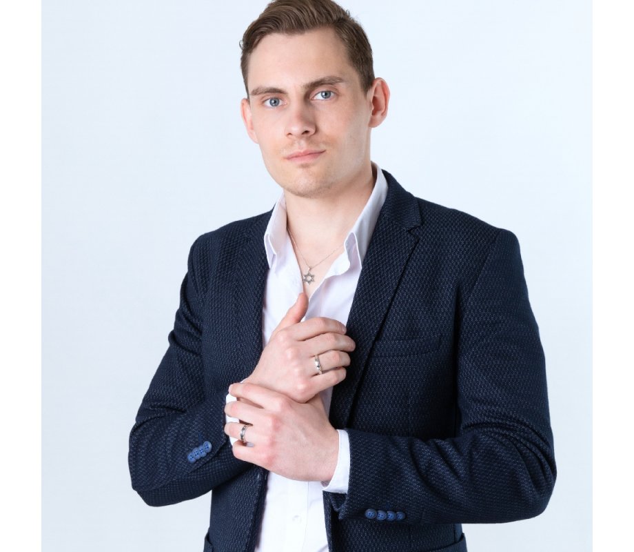 Ring of Sterling Silver, Decorative White Stone  Ani Ledodi in Hebrew and English