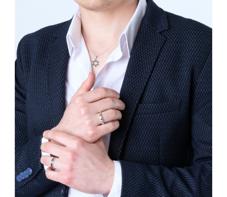 Ring of Sterling Silver, Decorative White Stone  Ani Ledodi in Hebrew and English