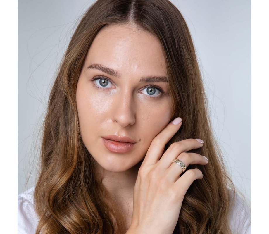 Ring of Sterling Silver with Embossed Gold Plated Ani Ledodi  Hebrew and English