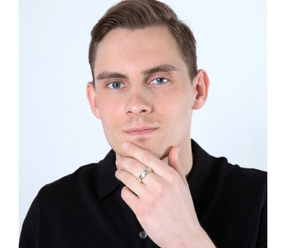 Ring of Sterling Silver with Embossed Gold Plated Ani Ledodi  Hebrew and English