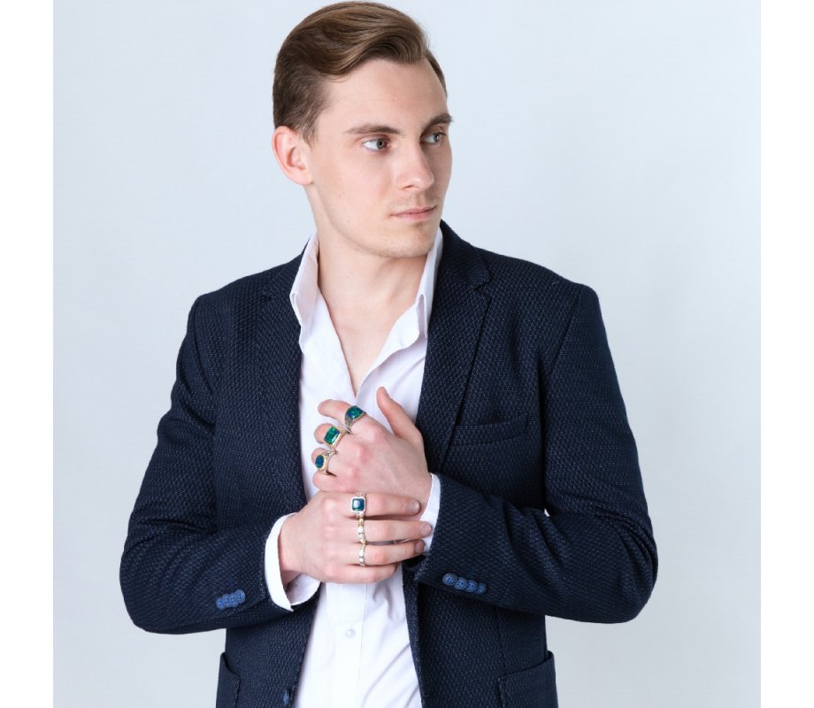 Ring of Sterling Silver with Embossed Gold Plated Ani Ledodi  Hebrew and English