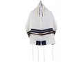 Ronit Gur White Tallit Set with Black and Gold Stripes