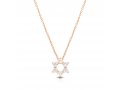 Rose Gold Plated Sterling Silver Necklace with Star of David Pendant and Zircons