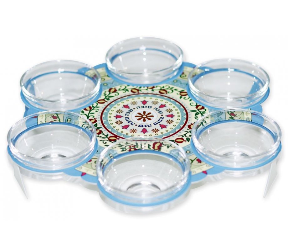 Rosh Hashana Special Foods Dish, Colorful Pomegranate Design - Dorit Judaica