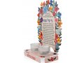Shabbat Candleholders with Prayer and Blessing, Colorful Flowers - Dorit Judaica
