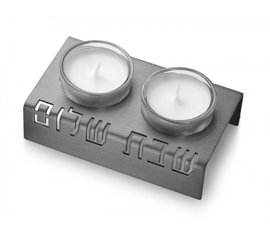 Shabbat Shalom Candlesticks Table Design, Gray - Adi Sidler