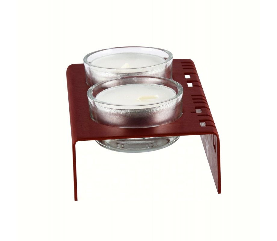 Shabbat Shalom Candlesticks Table Design, Red - Adi Sidler