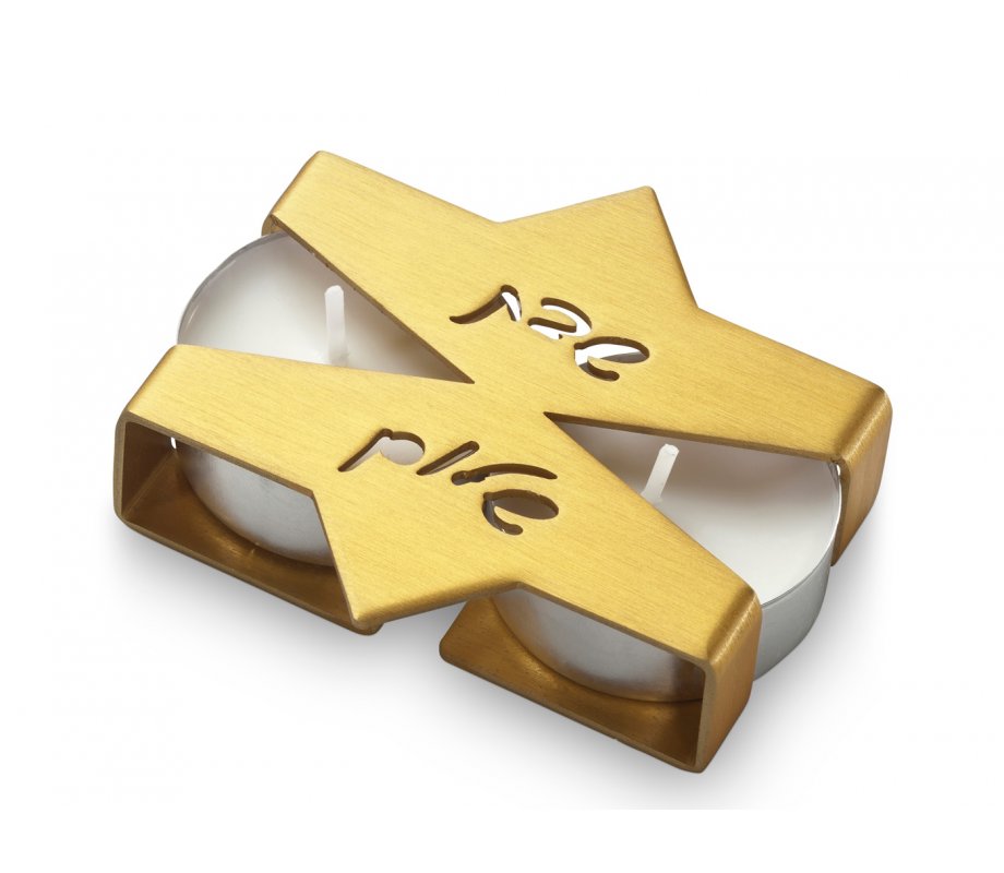 Shabbat Shalom Travel Candlesticks Star of David Design, Gold - Adi Sidler
