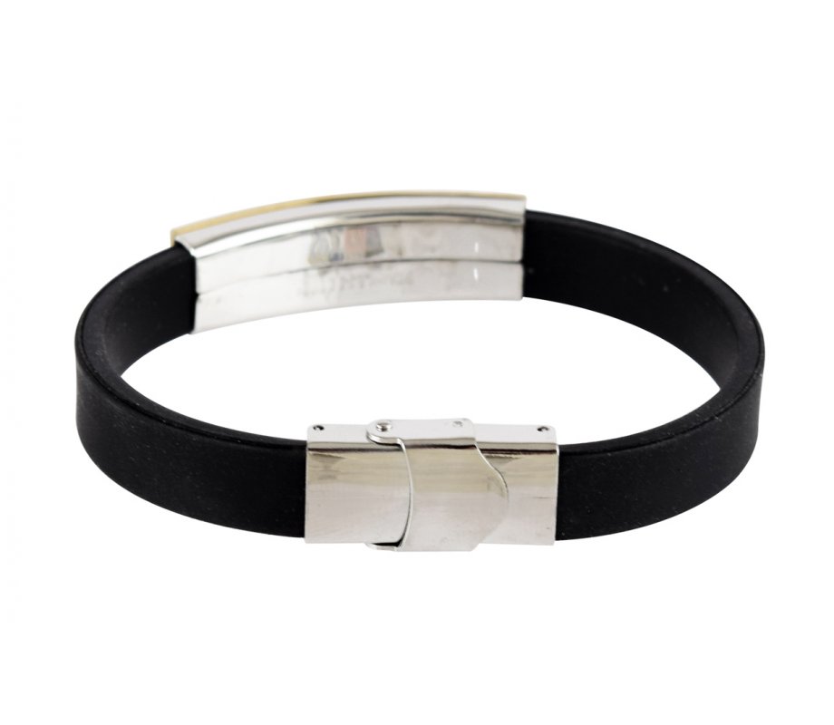 Shema Yisrael Black Rubber Wristband Bracelet