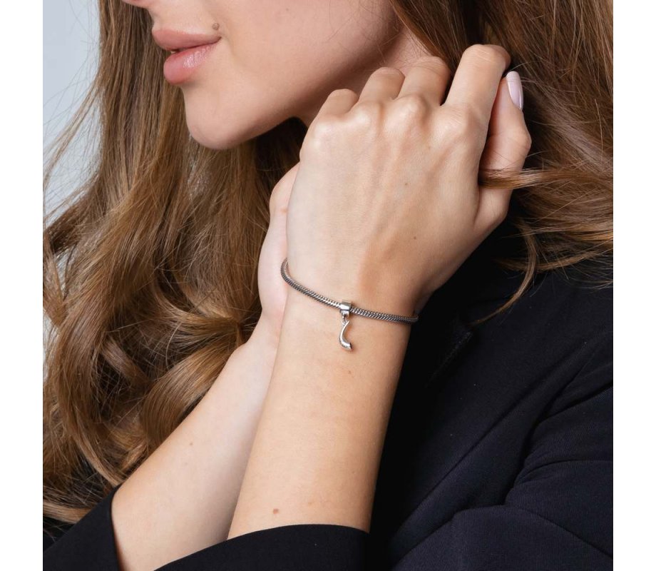 Shofar Bracelet Charm with Star of David Decoration - Sterling Silver