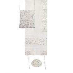 Silk Polysilk TalliSack Tallit Set with Embroidered Flowers - Yair Emanuel