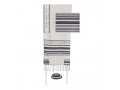 Silk-Cotton Tallit Set in Gray Stripes - Yair Emanuel